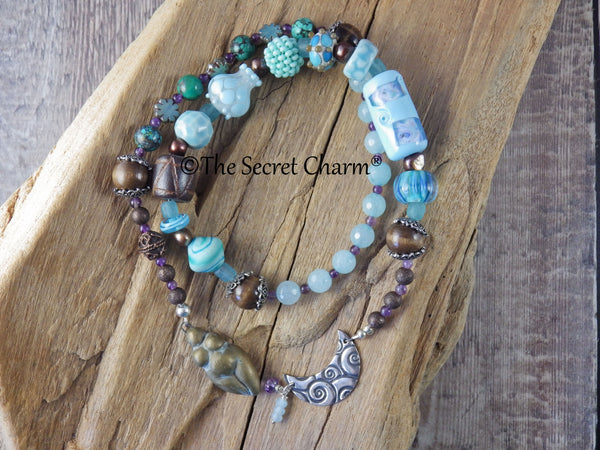 Moon Goddess Sterling Silver Pagan Prayer Beads OOAK
