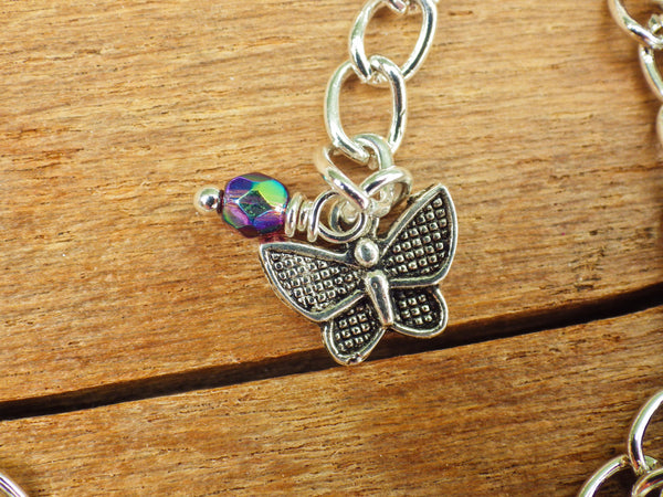 Animal Spirits Wiccan Charm Bracelet, Pagan Loaded Bracelet, Fox Wolf Hare Butterfly, Silver Plated Spiritual Nature Jewellery Gift