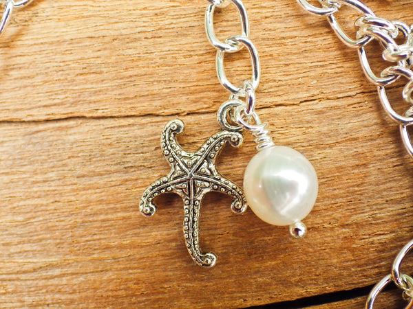 Mermaid Charm Bracelet, Sea Witch Loaded Bracelet, Sea Siren Fantasy Folklore, Silver Wiccan Jewellery, Wild Swimmers Gift Beach Lover