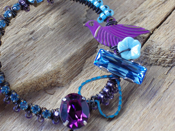 Pagan Prayer Beads, Handmade Wiccan Gemstone Rosary Talisman OOAK, Purple Amethyst Pocket Prayer Mala, Goddess Lilith Meditation Beads