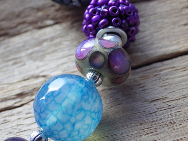 Pagan Prayer Beads, Handmade Wiccan Gemstone Rosary Talisman OOAK, Purple Amethyst Pocket Prayer Mala, Goddess Lilith Meditation Beads