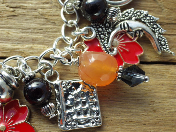 Cerridwen Pagan Charm Bracelet, Celtic Goddess Loaded Gemstone Bracelet, Spiritual Gift, Handmade Silver Plated Wiccan Jewellery UK Shop