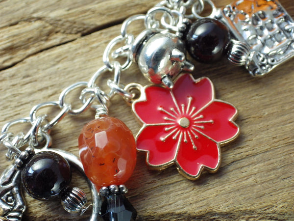 Cerridwen Pagan Charm Bracelet, Celtic Goddess Loaded Gemstone Bracelet, Spiritual Gift, Handmade Silver Plated Wiccan Jewellery UK Shop