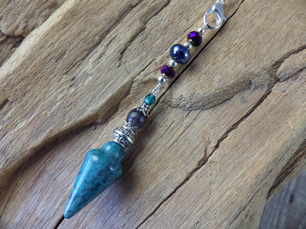 Divination Pendulum For Witch, Crazy Lace Agate Gemstone Scrying Pendant, Handmade Wiccan Dowsing Tools, Pagan Witchy Gift, UK Shop Seller