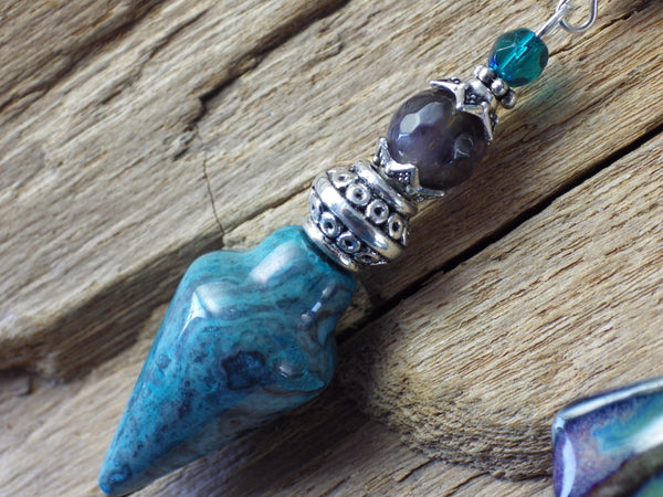 Divination Pendulum For Witch, Crazy Lace Agate Gemstone Scrying Pendant, Handmade Wiccan Dowsing Tools, Pagan Witchy Gift, UK Shop Seller