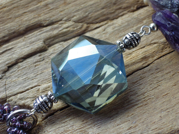 Green Man Dowsing Pendulum, Wiccan Scrying Tool, Pagan Divination Pendulum, Witchy Amethyst Gemstone Pendant, Witchcore Gift, UK Shop Seller