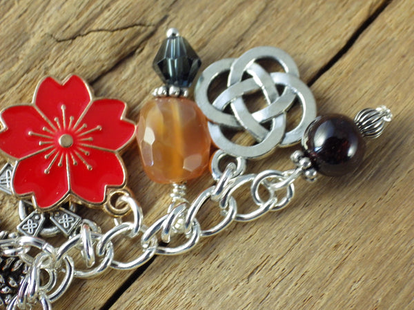 Cerridwen Pagan Charm Bracelet, Celtic Goddess Loaded Gemstone Bracelet, Spiritual Gift, Handmade Silver Plated Wiccan Jewellery UK Shop