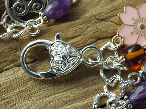 Rhiannon Charm Bracelet, Goddess Epona Loaded Gemstone Bracelet, Wicca Spiritual Gift, Handmade Silver Plated Wiccan Jewellery UK Shop