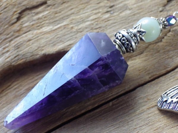 Death Moth Crystal Witches Pendulum, Divination Tool, Amethyst Gemstone Scrying Pendulum, Dowsing Pendant Pagan Wiccan Witchcore Witchy Gift