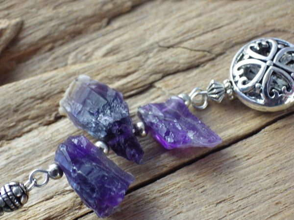 Green Man Dowsing Pendulum, Wiccan Scrying Tool, Pagan Divination Pendulum, Witchy Amethyst Gemstone Pendant, Witchcore Gift, UK Shop Seller