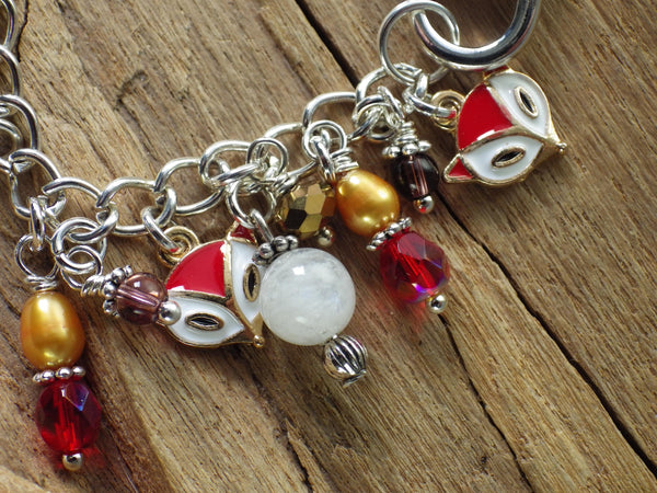 Spirit Fox Charm Bracelet, Handmade Loaded Gemstone Bracelet, One Of A Kind, Animal Jewellery Gift, Silver Plated Wiccan Jewellery, UK Shop