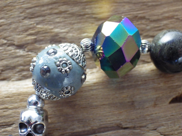 Goddess Morrigan Pagan Prayer Beads, Raven Crow Witch's Ladder 'The Guardian', Wiccan Rosary, Protection Mala Beads, Meditation Beads, UK