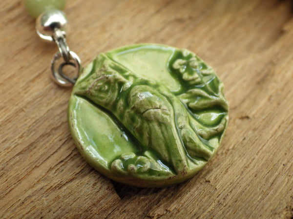 Celtic Owl Goddess Minerva / Blodeuwedd Meditation Beads OOAK