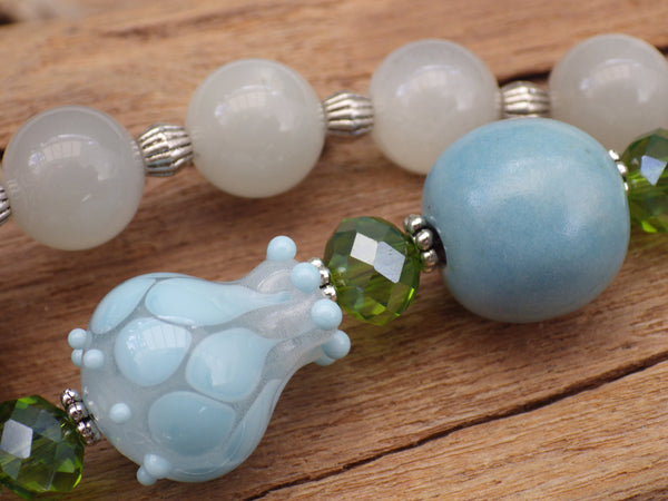 Celtic Owl Goddess Minerva / Blodeuwedd Meditation Beads OOAK