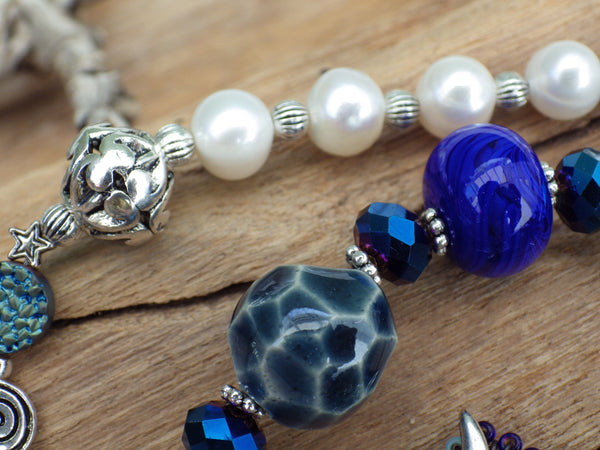 Triple Moon Goddess Wiccan Prayer Beads OOAK