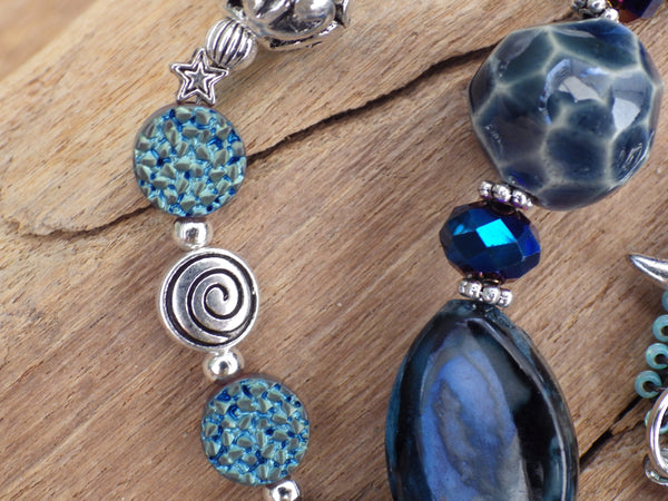 Triple Moon Goddess Wiccan Prayer Beads OOAK