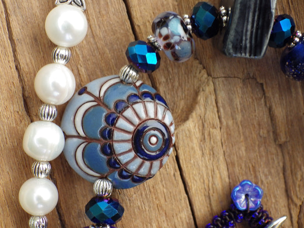 Triple Moon Goddess Wiccan Prayer Beads OOAK