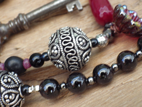 Goddess Hekate Ruby Wiccan Rosary OOAK