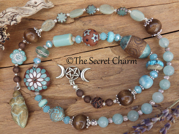 Triple Moon Goddess Pagan Prayer Beads