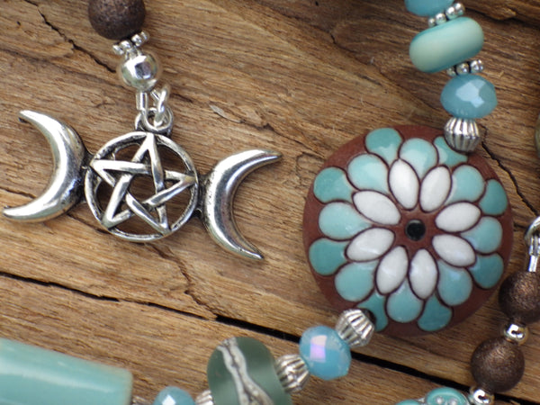 Triple Moon Goddess Pagan Prayer Beads