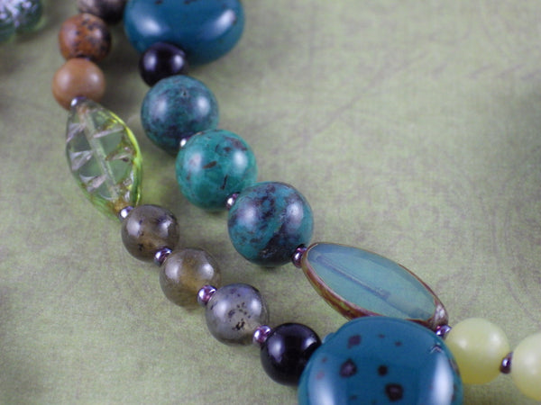 Green Woman Celtic Paidirean Sterling Rosary Necklace OOAK