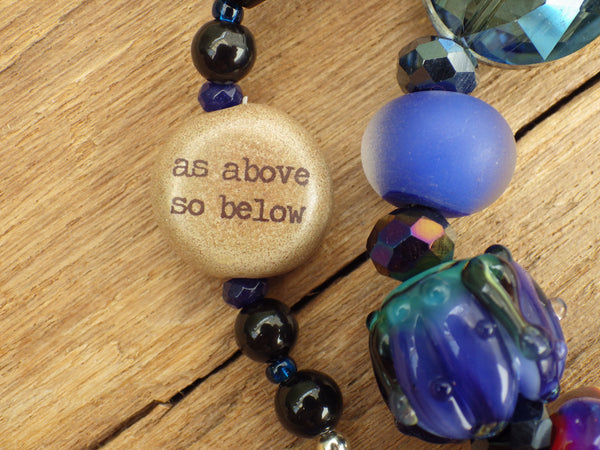 Sterling Silver & Sapphire Pagan Prayer Beads 'As Above, So Below' OOAK