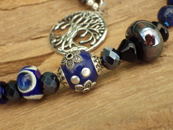 Sterling Silver & Sapphire Pagan Prayer Beads 'As Above, So Below' OOAK