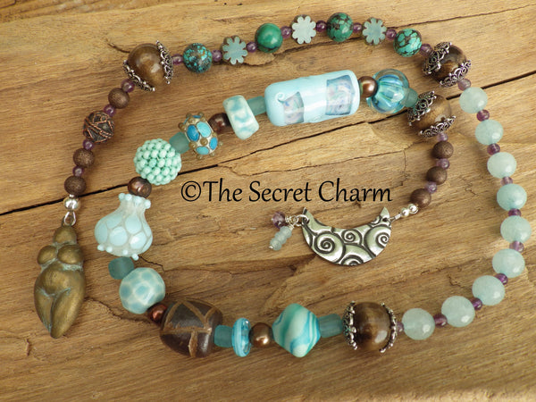 Moon Goddess Sterling Silver Pagan Prayer Beads OOAK