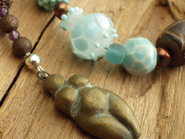 Moon Goddess Sterling Silver Pagan Prayer Beads OOAK