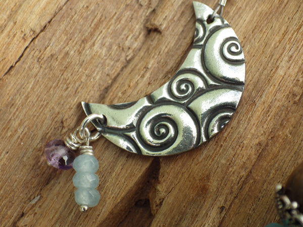 Moon Goddess Sterling Silver Pagan Prayer Beads OOAK