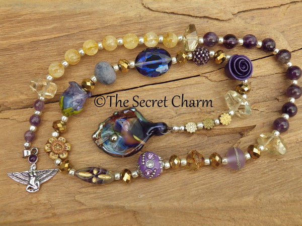 Eqyptian Goddess Isis Sterling Pagan Prayer Beads OOAK