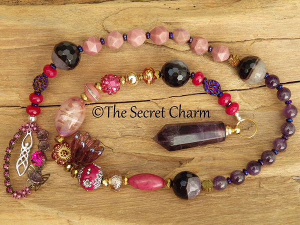 Goddess Lilith Sterling Silver & Ruby Prayer Beads OOAK