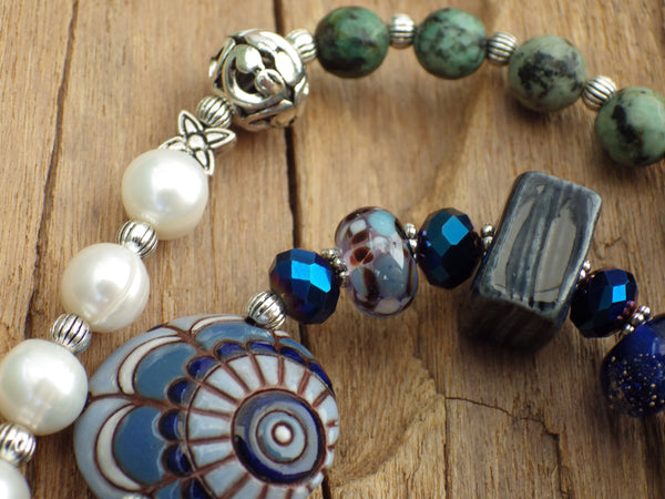 Triple Moon Goddess Wiccan Prayer Beads OOAK