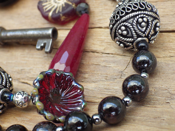 Goddess Hekate Ruby Wiccan Rosary OOAK
