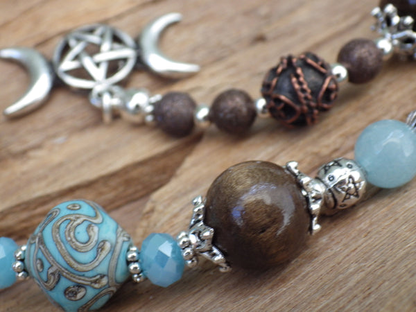 Triple Moon Goddess Pagan Prayer Beads