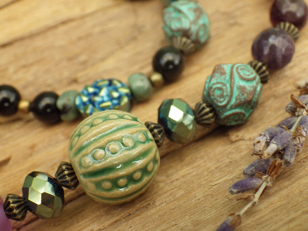 Goddess Arianrhod Pagan Prayer Beads OOAK