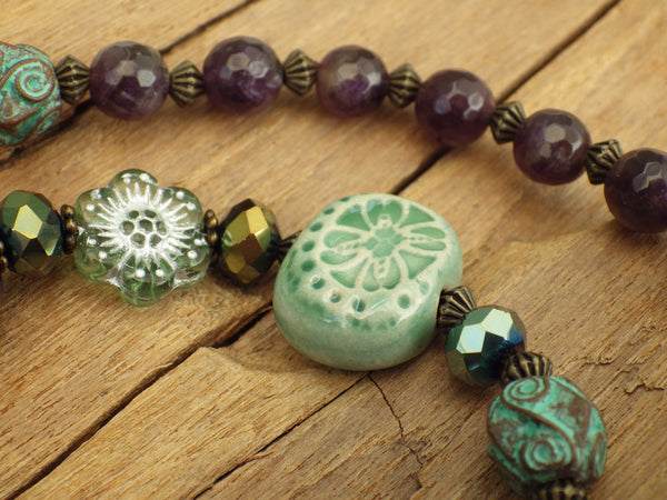 Goddess Arianrhod Pagan Prayer Beads OOAK