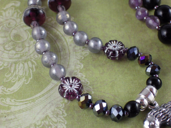 Echoes Of Morrigan Celtic Paidirean Sterling Rosary Necklace OOAK