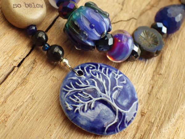 Sterling Silver & Sapphire Pagan Prayer Beads 'As Above, So Below' OOAK