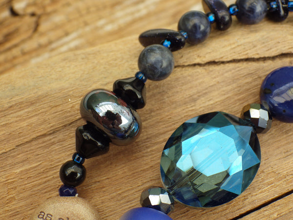 Sterling Silver & Sapphire Pagan Prayer Beads 'As Above, So Below' OOAK