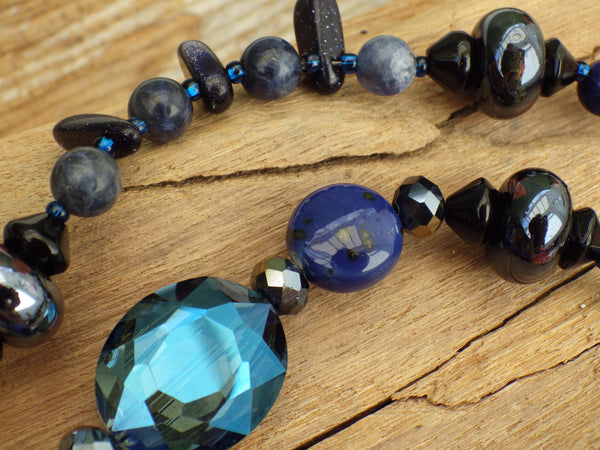 Sterling Silver & Sapphire Pagan Prayer Beads 'As Above, So Below' OOAK