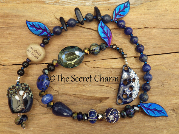 As Above So Below, Sapphire & Sterling Silver Winter Solstice Prayer Beads OOAK