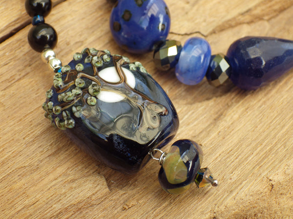 As Above So Below, Sapphire & Sterling Silver Winter Solstice Prayer Beads OOAK