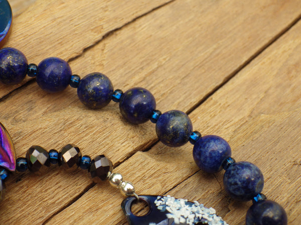 As Above So Below, Sapphire & Sterling Silver Winter Solstice Prayer Beads OOAK