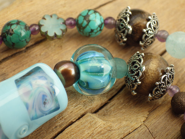 Moon Goddess Sterling Silver Pagan Prayer Beads OOAK