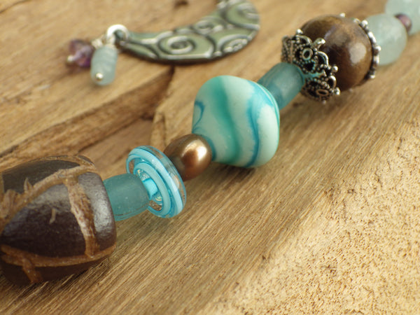 Moon Goddess Sterling Silver Pagan Prayer Beads OOAK