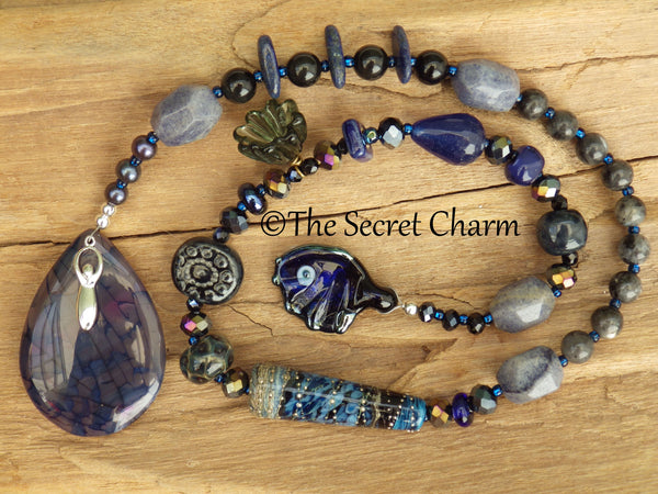 Dark Goddess Lilith Sterling Silver Prayer Beads OOAK