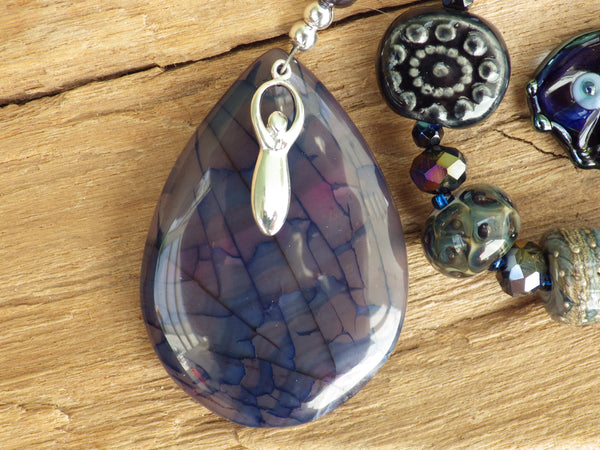 Dark Goddess Lilith Sterling Silver Prayer Beads OOAK