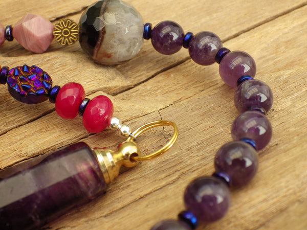 Goddess Lilith Sterling Silver & Ruby Prayer Beads OOAK