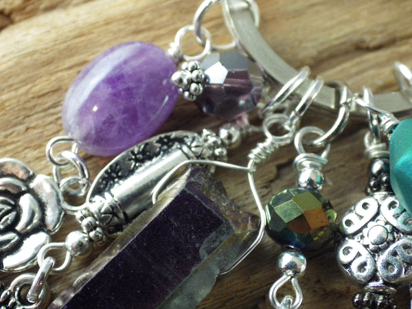 Hedgewitch Keyring, Green Witch Keychain, Bag Charm OOAK